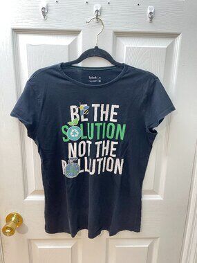 Graphic T-Shirt Women Size [S] “Be The Solution Not The Pollution” Tee